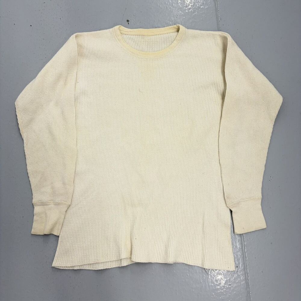 Vintage 80s White Cotton Blank Long Sleeve Thermal Shirt